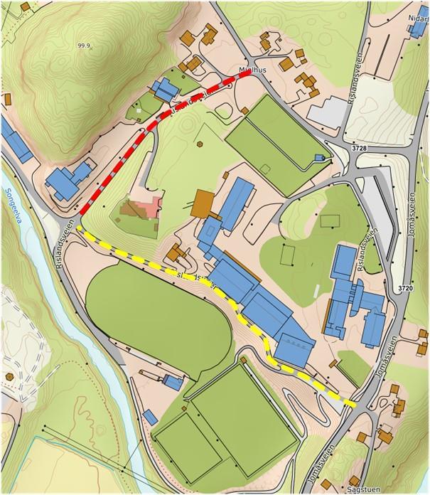 Kart - Omkjøring til Kringla stadion - Klikk for stort bilde
